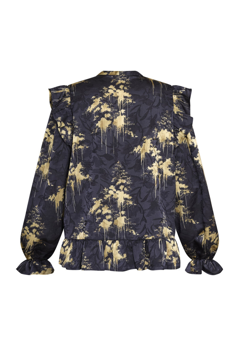 Love & Divine blouse navy gold print