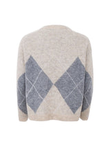 Black Colour Beth argyle knit jumper natural