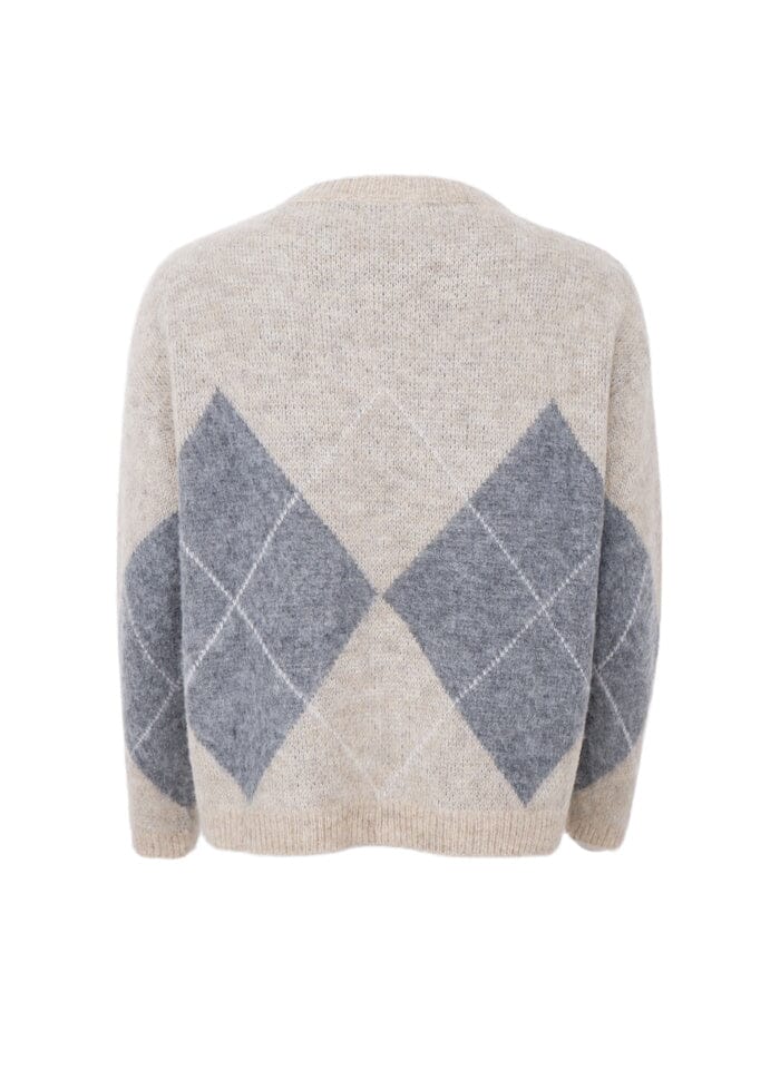Black Colour Beth argyle knit jumper natural