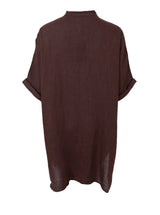Black Colour Melina linen tunic coffee