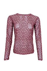 Black Colour Annie Mesh Blouse Plum Dot