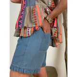 Gaspar Honolulu frill denim shorts light blue