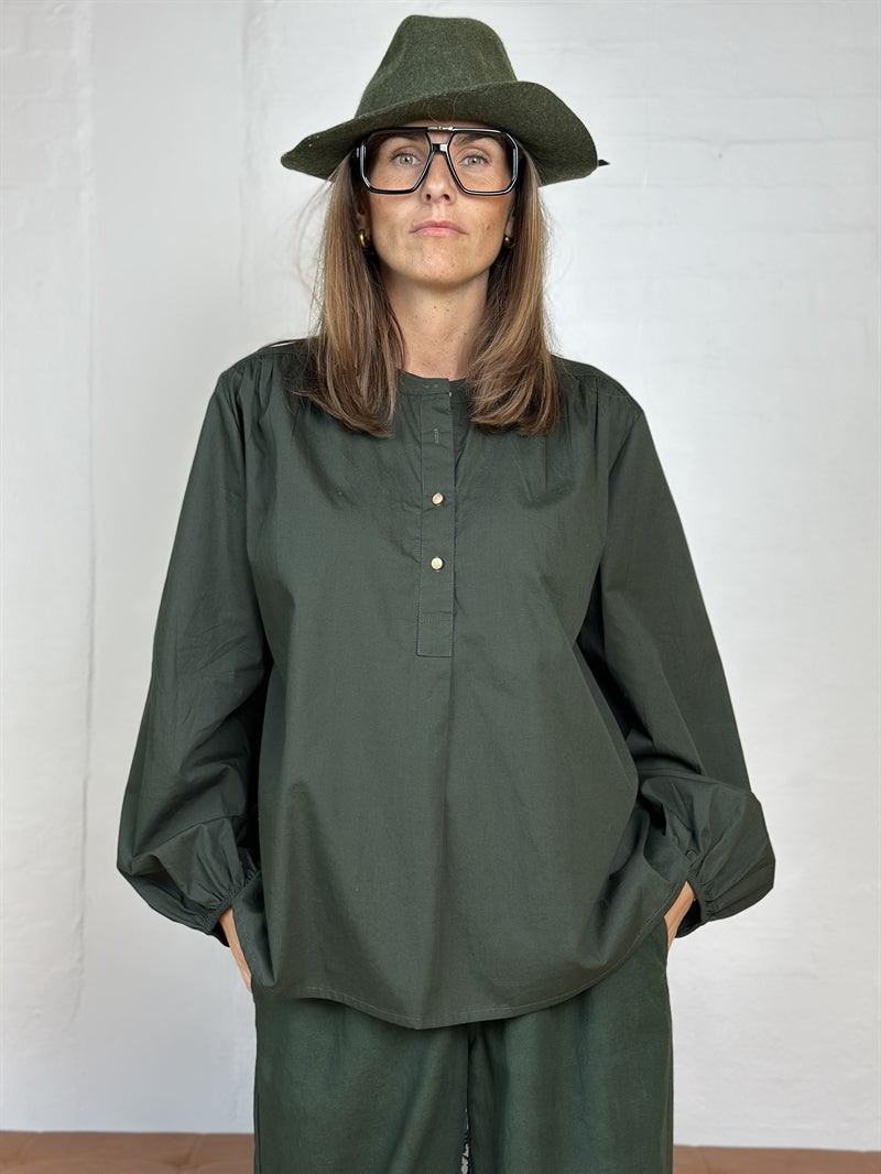 Gaspar Læsø poplin shirt dark green