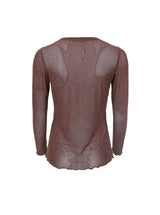 Black Colour Alexis mesh tee with stones Coffee