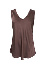 Black Colour Mabel double v-neck top coffee