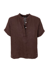 Black Colour Melina linen shirt coffee