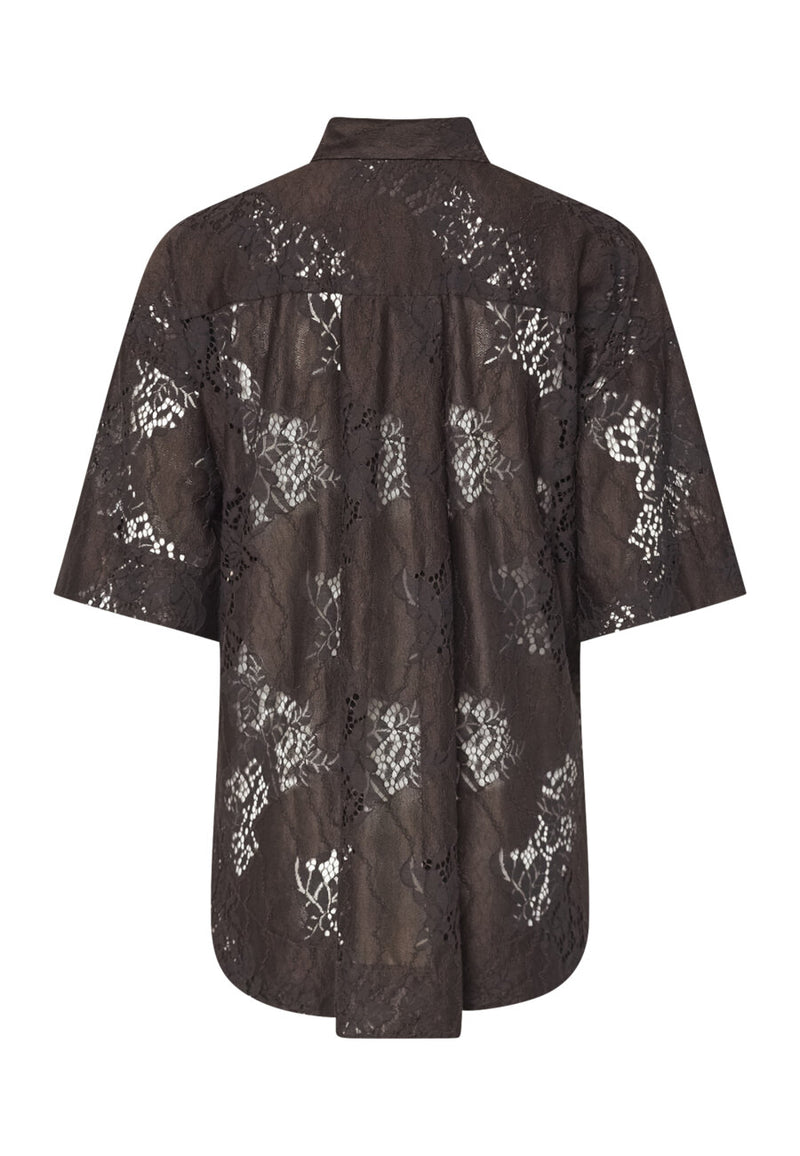 Love & Divine lace shirt chocolate