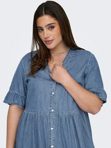 Only Carmakoma Areena denim dress light blue