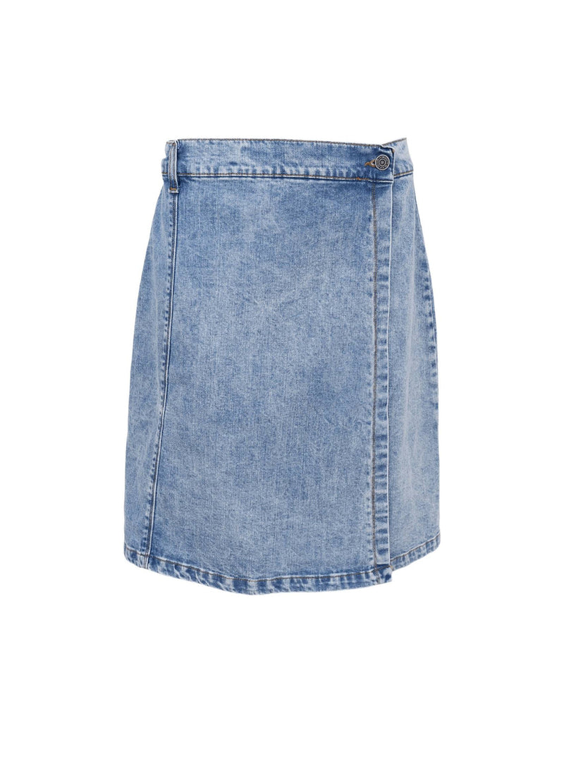 Black Colour Russel short wrap skirt light denim blue