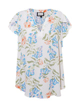 Gozzip Karuna blouse offwhite blue print