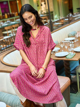 Black Colour Luna Kaftan Tunic Pink