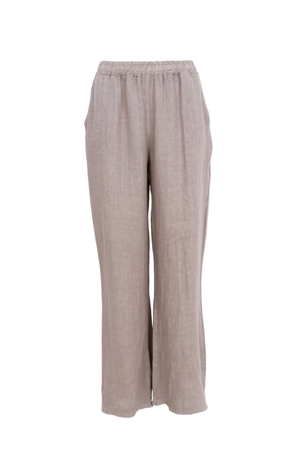 Black Colour Melina wide linen pants taupe
