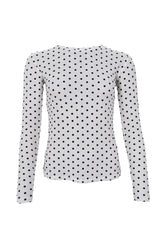 Black Colour Jennie dotted mesh blouse offwhite