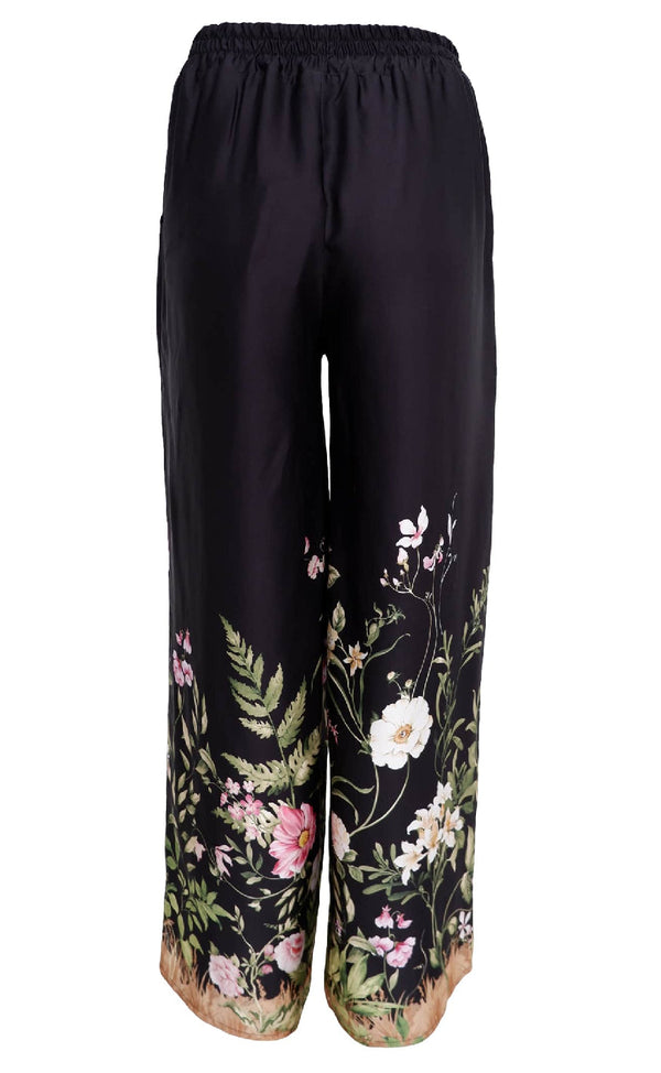 Black Colour Zennia pant black flower