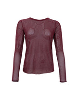 Black Colour mesh tee with stones plum