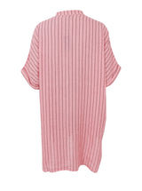 Black Colour Melina Linen Tunic Rose Stripe