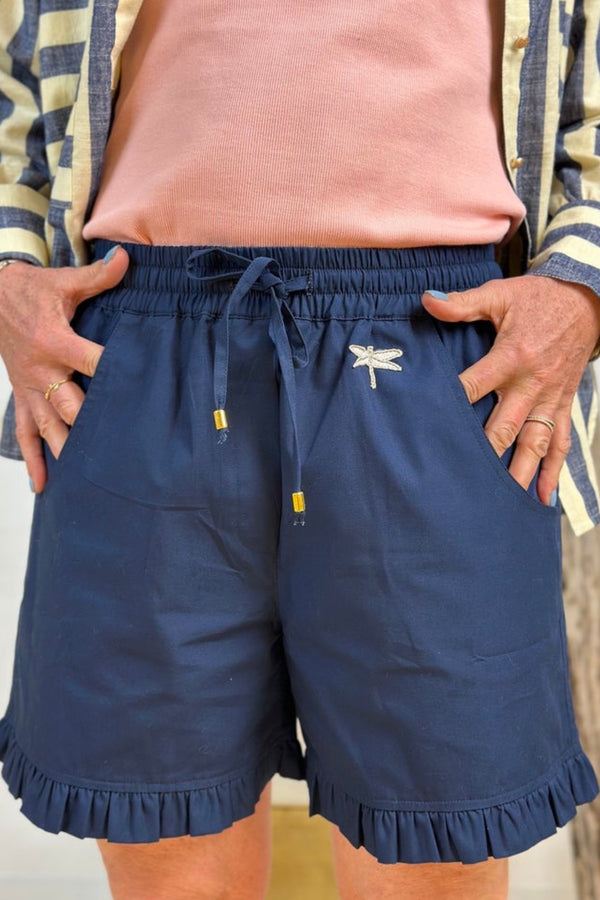 Gaspar Honolulu frill shorts dark blue