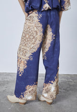 Love & Divine navy paisley pants blue