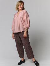 Gozzip Maris blouse rose with brown and silver dots