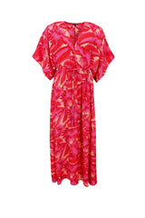 Black Colour Luna V-neck dress epic pink