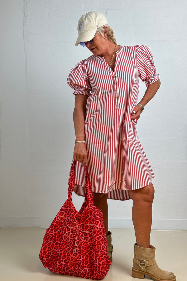 Gaspar Tunø short stripe dress red