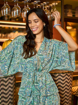 Black Colour   Luna v-neck blouse des green
