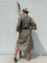 Gaspar Mumbai stripe dress dusty green