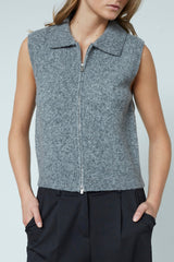 Love & Divine  vest with zipper grey melange