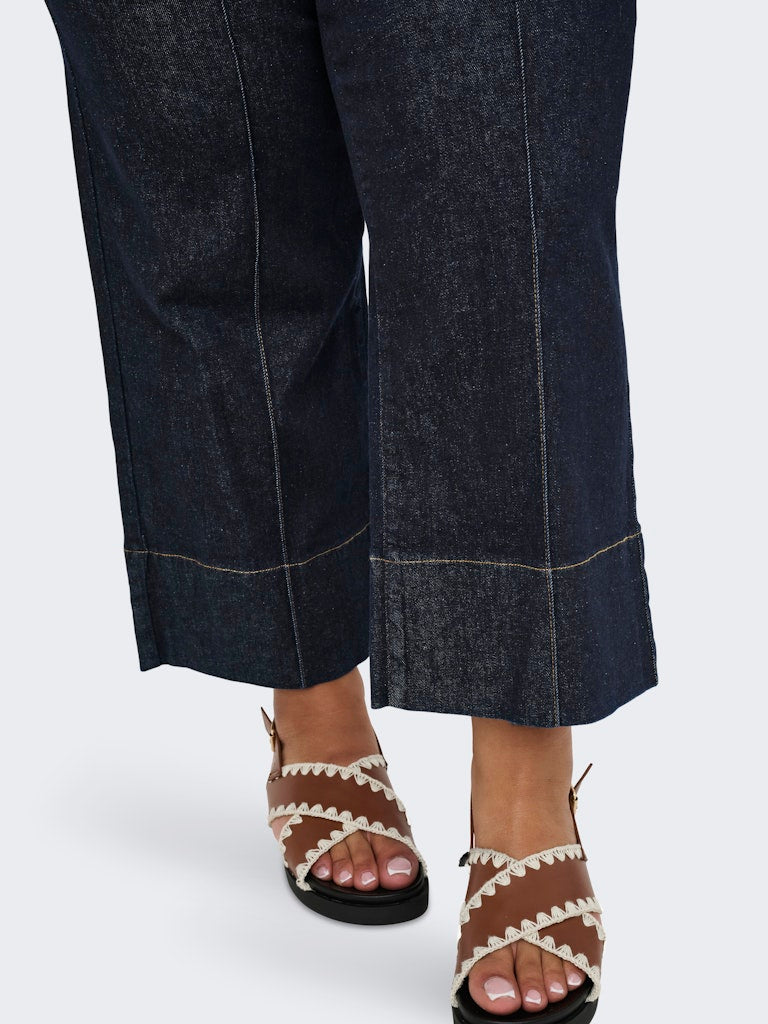 Only Carmakoma Willy wide croped dark blue denim
