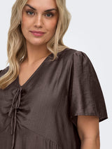 Only Carmakoma Cecilia v-neck dress  brown