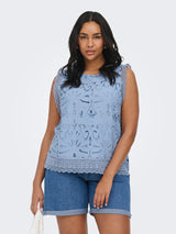 Only Carmakoma Gelina o-neck top faded denim blue