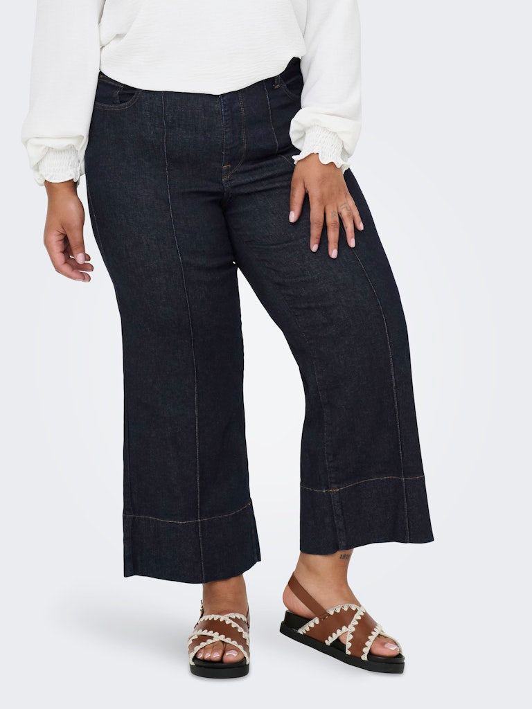 Only Carmakoma Willy wide croped dark blue denim