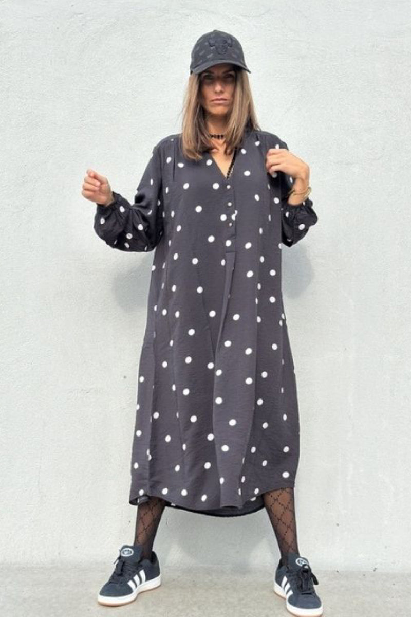 Gaspar Luna big dot dress black