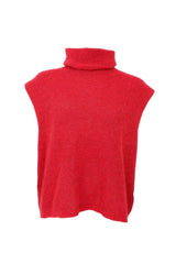 Black Colour Dell roll neck knit vest red