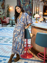 Black Colour Kenzie wrap dress blue