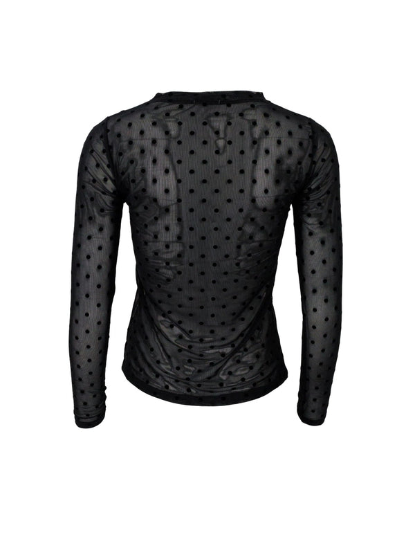 Black Colour Jennie dotted mesh blouse black