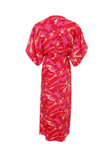 Black Colour Luna V-neck dress epic pink