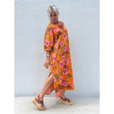 Gaspar Athen flower kaftan orange