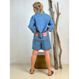 Gaspar Honolulu frill denim shorts light blue