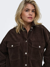 Only Carmakoma Tiggy cord shacket Ganache brown