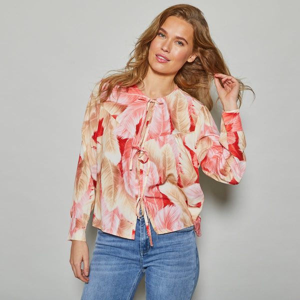 Allweek Genete shirt rose, pink, red, sand print