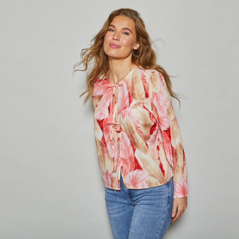 Allweek Genete shirt rose, pink, red, sand print