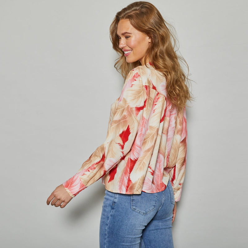 Allweek Genete shirt rose, pink, red, sand print