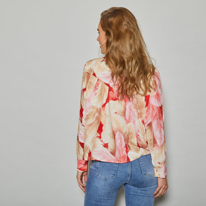 Allweek Genete shirt rose, pink, red, sand print