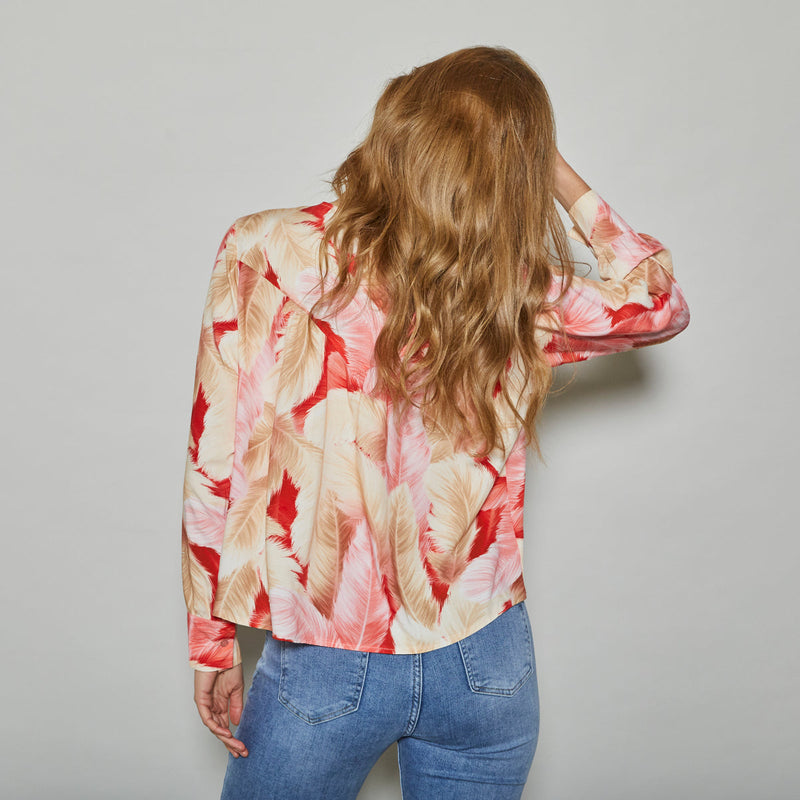 Allweek Genete shirt rose, pink, red, sand print