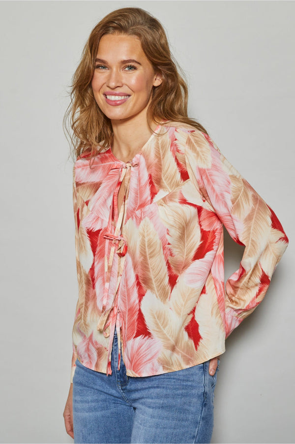 Allweek Genete shirt rose, pink, red, sand print