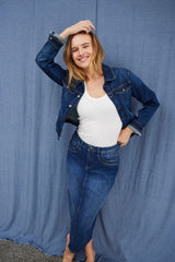 Pulz Katja denim skirt dark blue