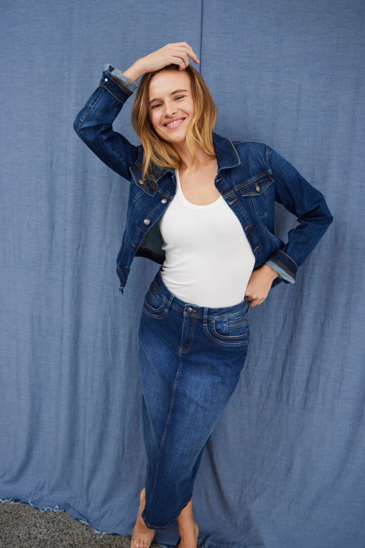 Pulz Katja denim skirt dark blue