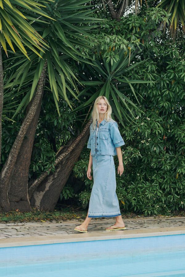 Culture  Ami long denim skirt light blue