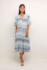 Culture Kendall long dress blue graphic